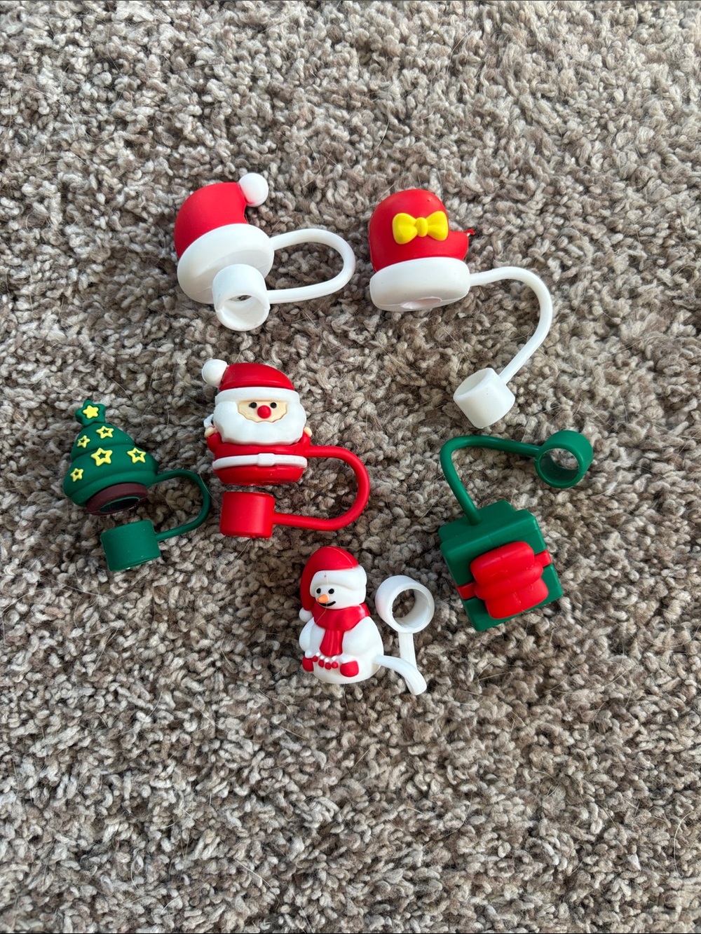 Festive Holiday Straw Toppers - Pack of 6
